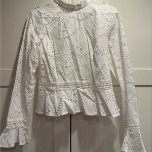 Elegant White Eyelet Lace Top